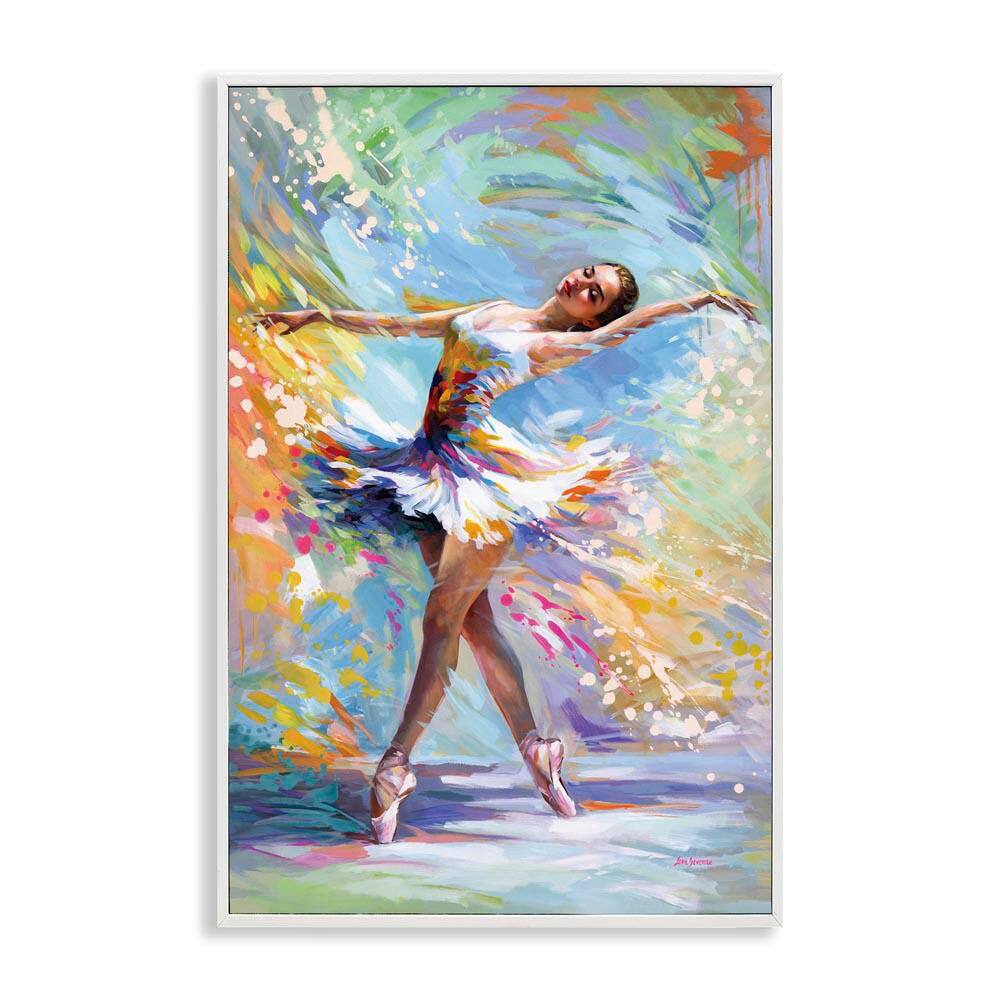 Ballerina on Pastel Splatter by Leon Devenice White Framed People Giclee Art Print 18 in. x 12 in. price history on PriceWatchPro