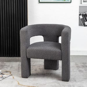 Gray 28 in. Wide Boucle Upholstered Square Armchair