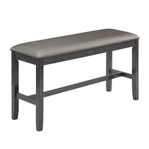 48 in. Metallic Gray and Black Backless Bedroom Bench with Wooden frame