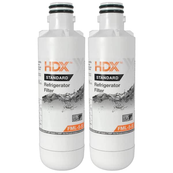 HDX FML-5-S Standard Refrigerator Water Filter Replacement Fits LG LT1000P (2-Pack)