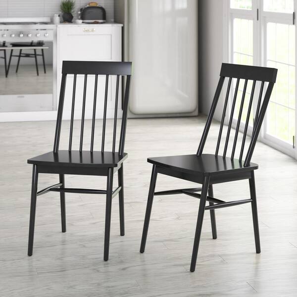 Twin Star Home Black Wood Dining Chairs, Black Spindle Dining Chairs Home Depot