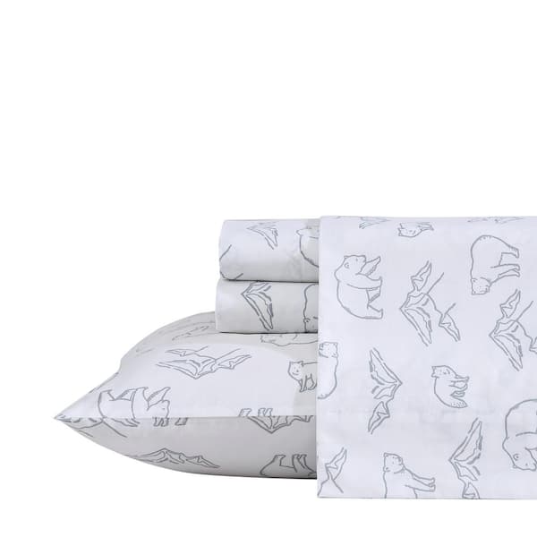 Eddie Bauer Smokey Bear Camp 3-Piece Gray Cotton Twin Sheet Set