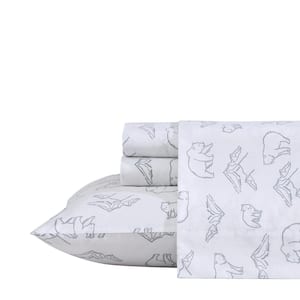 Smokey Bear Camp 4-Piece Gray Cotton King Sheet Set