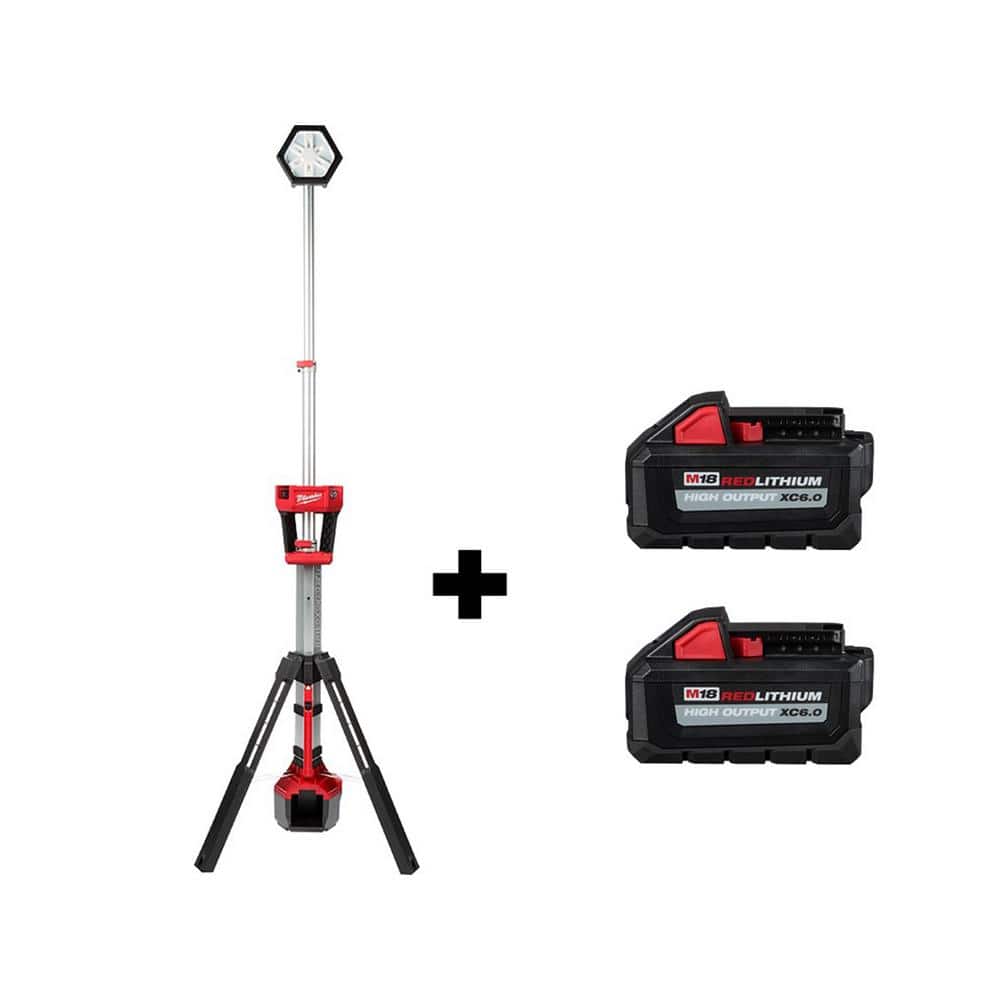 Milwaukee M18 18-Volt Lithium-Ion Cordless Rocket Dual Power Tower Light  with Two 6.0 Ah Batteries 2131-20-48-11-1862 The Home Depot