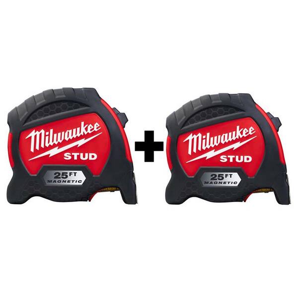 thumbnail image 2 of Milwaukee 25-Foot Magnetic Compact Tape Measure (2-Pack) – Model 48-22-1025, Red, SAE 2 of 6