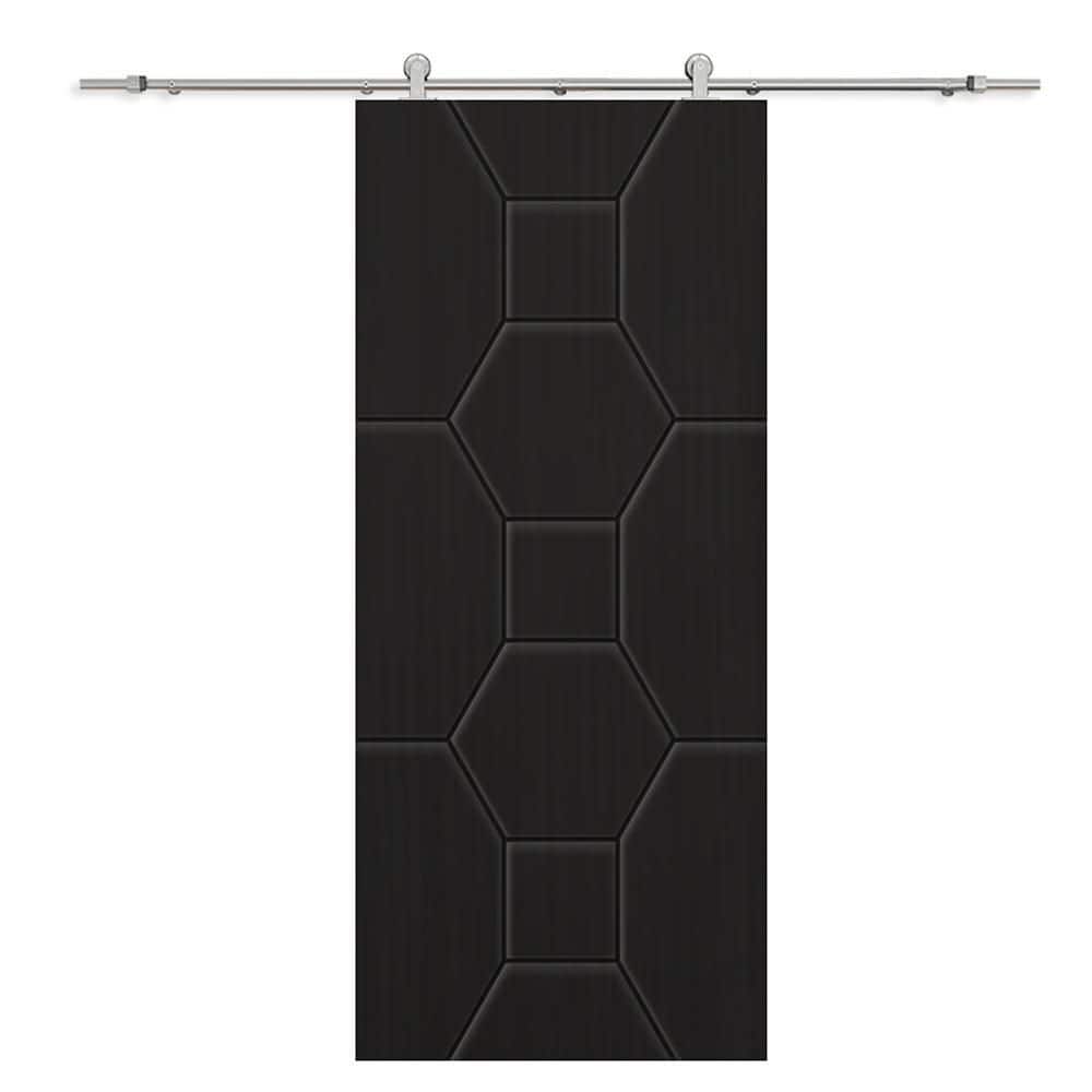 30 in. x 84 in. Black Painted Composite MDF Paneled Interior Sliding Barn Door with Hardware Kit price history on PriceWatchPro