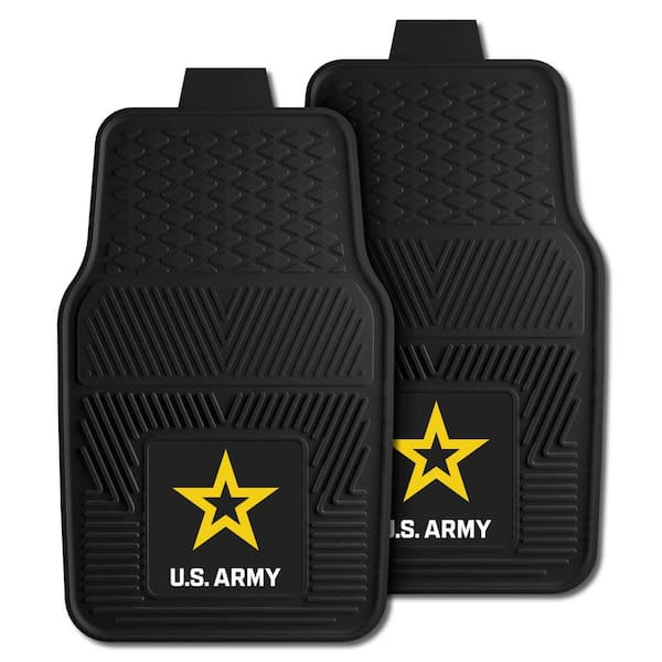 FANMATS Army Black Heavy Duty 2-Piece 18 in. x 27 in. Vinyl Car Mat