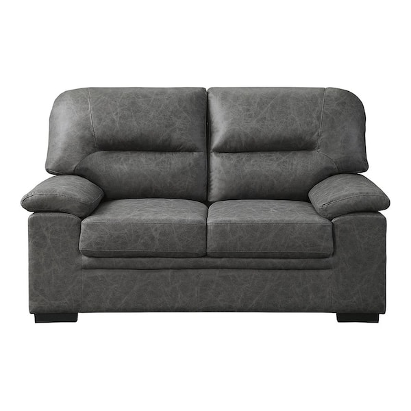 Lazzara Monroe 62 in. W Dark Gray Microfiber Loveseat