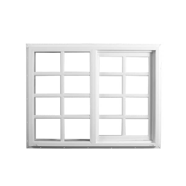 71.5 in. x 47.5 in. Select Series White Vinyl Left-Hand Sliding Window with Grilles and HPSC Glass, Screen Included