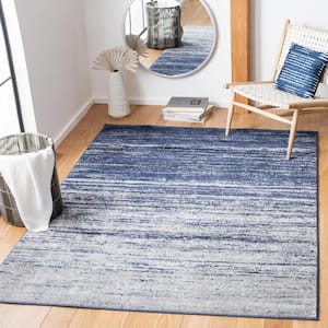 Adirondack Navy/Gray 10 ft. x 10 ft. Solid Color Striped Square Area Rug