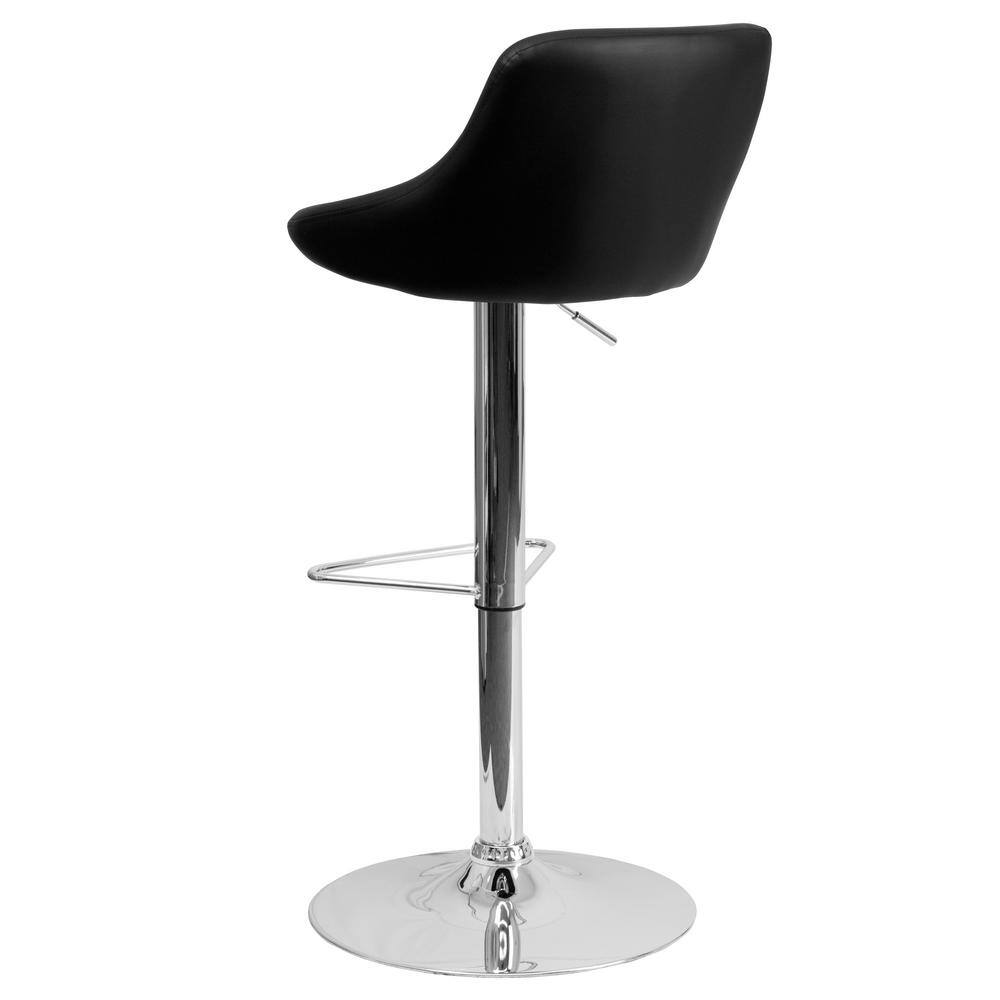 Sleek Black Vinyl and Chrome Adjustable Swivel Barstool