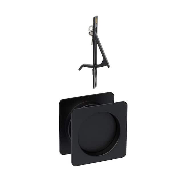 Contemporary Square Black Hall, Closet Passage Sliding Pocket Door Lock