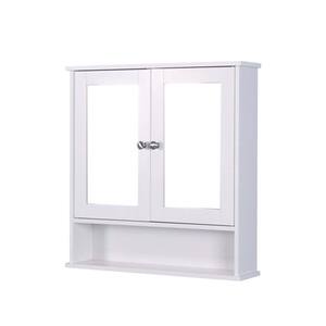 22.05 in. W x 5.12 in. D x 22.8 in. H Bathroom Storage Wall Cabinet in White with 2-Mirror Doors and Adjustable Shelf