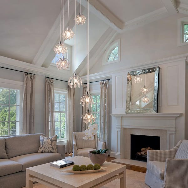 LLHZSY Adelman 7-Light Dimmable Modern Chrome Crystal Chandelier for Stairs Foyer High Ceiling Living Room