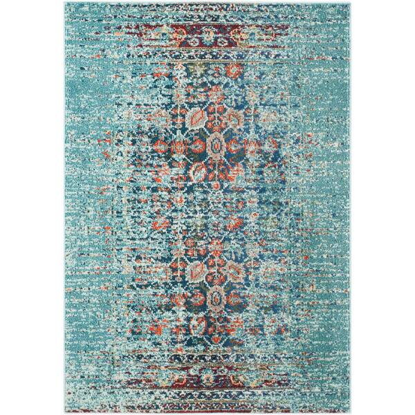 SAFAVIEH Monaco Blue/Multi 4 ft. x 6 ft. Distressed Floral Border Area Rug