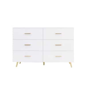 47.2 in. W x 15 in. D x 31.5 in. H White Linen Cabinet with Golden Handle and Golden Steel Legs