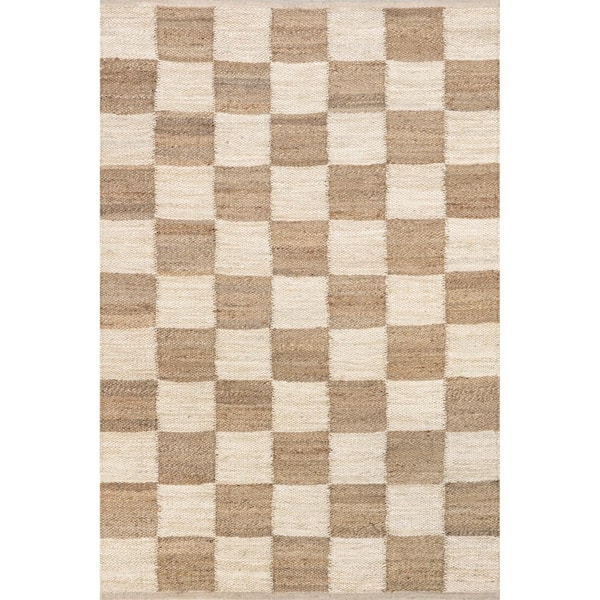 nuLOOM Christana Traditional Checkered Jute Ivory 4 ft. x 6 ft. Area Rug