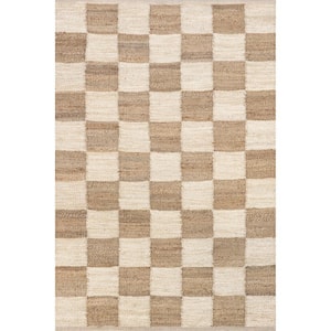 Christana Traditional Checkered Jute Ivory 6 ft. x 9 ft. Area Rug