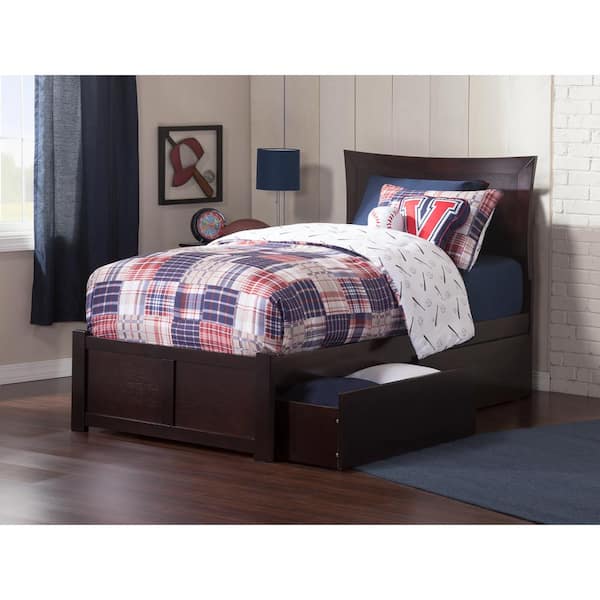 AFI Metro Espresso Twin XL Solid Wood Storage Platform Bed with Flat Panel Foot Board and 2 Bed Drawers