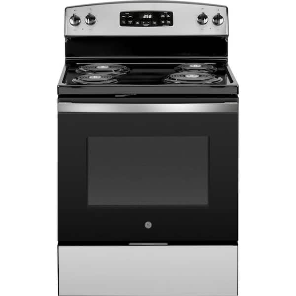 GE 30 in. 5.3 cu. ft. Free-Standing Electric Range in Stainless Steel with Self Clean