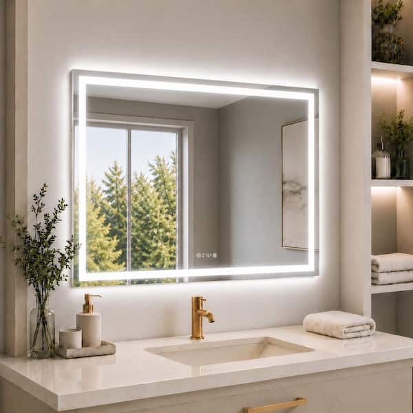 TaiMei Luma Pro 48 in. W x 36 in. H Rectangular Frameless LED Light Dimmable Anti-Fog Wall Bathroom Vanity Mirror