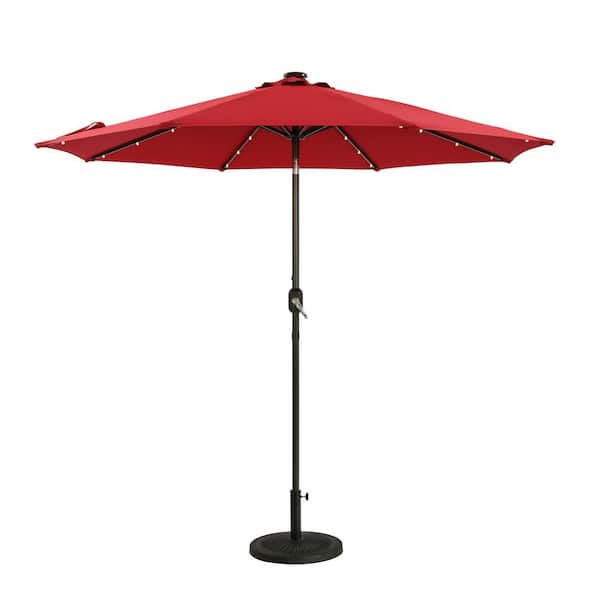 Unbranded 9 ft. Aluminum Outdoor LED Market Patio Umbrella in Red