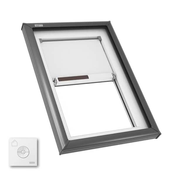 22-1/2 in. x 34-1/2 in. Fixed Curb Mount Skylight with Laminated Impact Low-E3 Glass, Solar Powered Room Darkening Shade