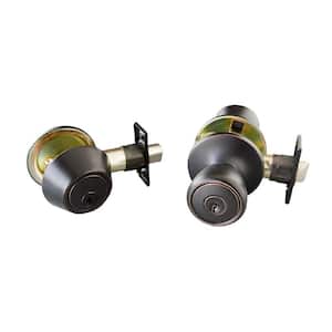 Terrace Oil Rubbed Bronze Entry Door Knob and Single Cylinder Deadbolt Combo Pack with Universal 6-Way Latch