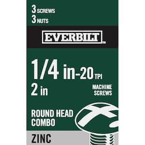 1/4 in.-20 x 2 in. Combo Round Head Zinc Plated Machine Screw (3-Pack)