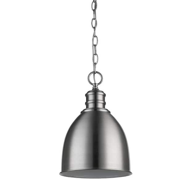 100-Watt 1-Light Nickel Pendant Light with Metal, No Bulbs Included