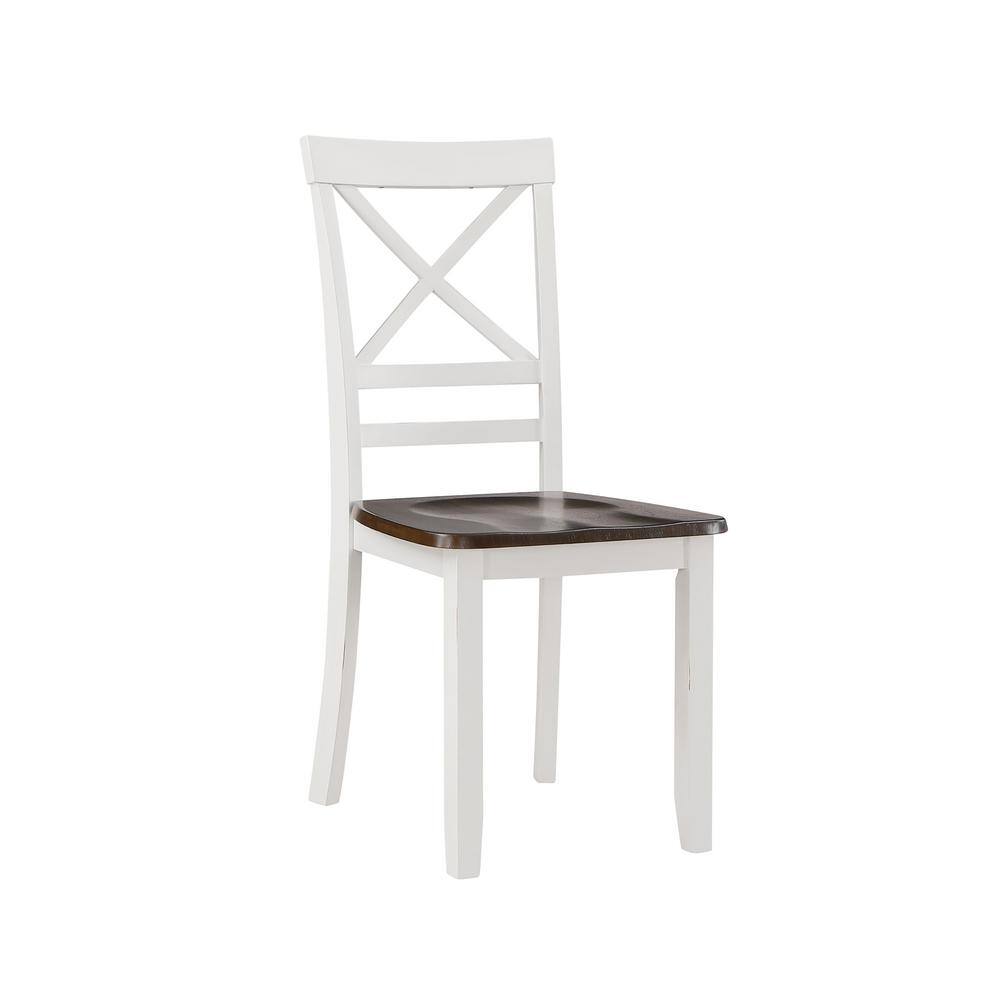 Rustic Brown and White Solid Wood 5-Piece Dining Set