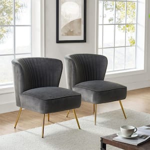 JAYDEN CREATION Monica Modern Navy Velvet Comfy Living Room Side