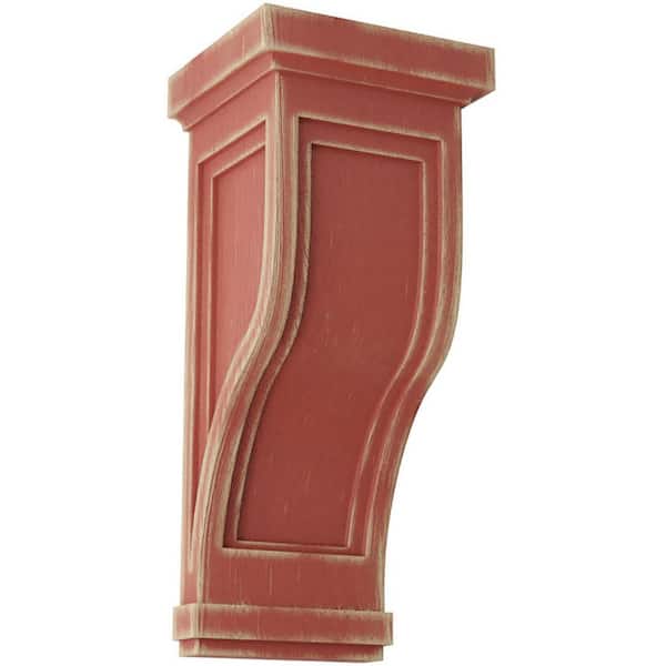 Ekena Millwork 7-1/2 in. x 17 in. x 8 in. Salvage Red Traditional Recessed Wood Vintage Decor Corbel