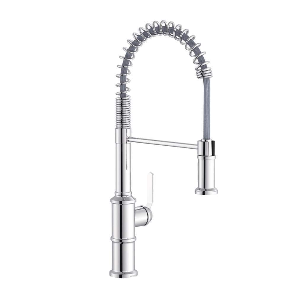 Kinzie Chrome 22 in. Single Handle Pre-Rinse Spring Pull Down Sprayer Kitchen Faucet with 360-degree Swivel price history on PriceWatchPro