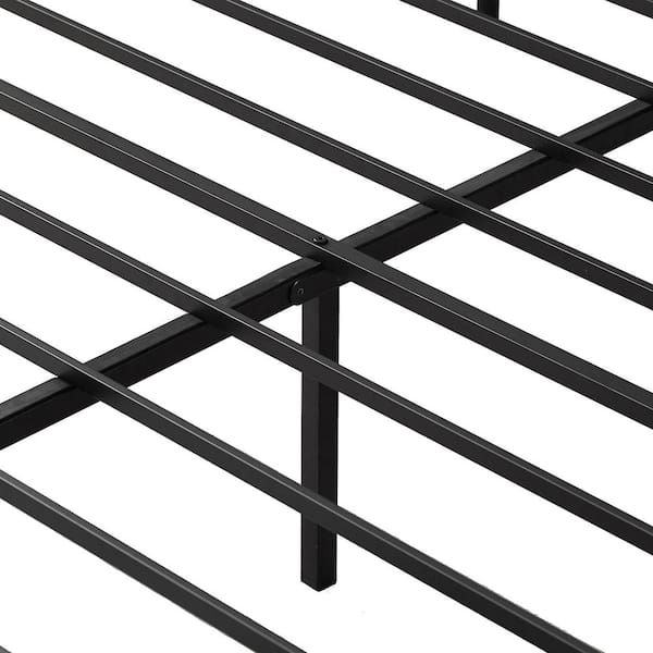 Black Metal Frame with Headboard and Footboard Queen Platform Bed with Storage No Box Spring Needed Simple Design Bed