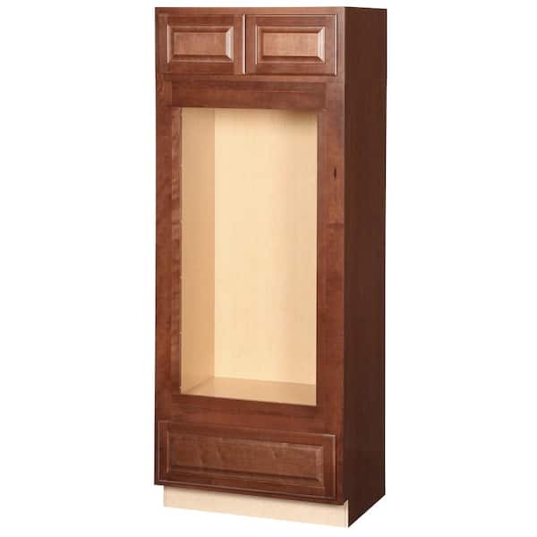 Hampton 33 in. W x 24 in. D x 84 in. H Assembled Double Oven Kitchen Cabinet in Cognac