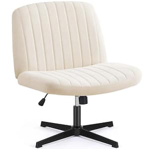 Beatriz Fabric Adjustable Height Ergonomic Computer Task Chair in Beige with Criss Cross Chair Legged and No Arms