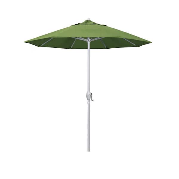 California Umbrella 7.5 ft. Matted White Aluminum Market Patio Umbrella Auto Tilt in Spectrum Cilantro Sunbrella