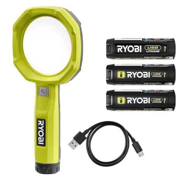 USB Lithium 200 Lumens Magnifying Light Kit w/ 2.0 Ah Battery, Charging Cable, & USB Lithium 3.0 Ah Batteries (2-Pack)