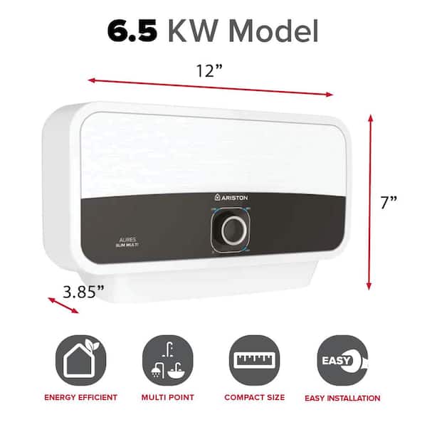 Ariston Aures Slim Multi 6.5kW 240-Volt 1.26 GPM Point of Use Electric  Tankless Water Heater AURES SM 6.5 240V US - The Home Depot
