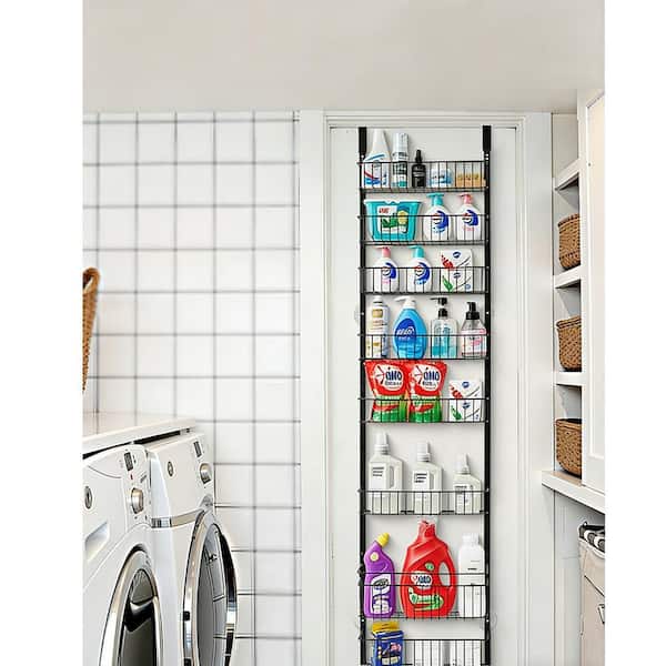 Over the Door Pantry Organizer Heavy Duty Hanging Storage Shelves in Black