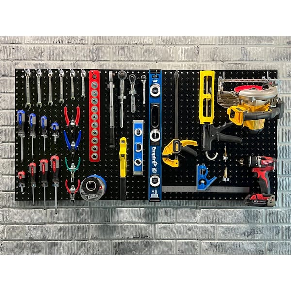 1/4 in. Custom Painted Black Pegboard Wall Organizer (Set of 4)