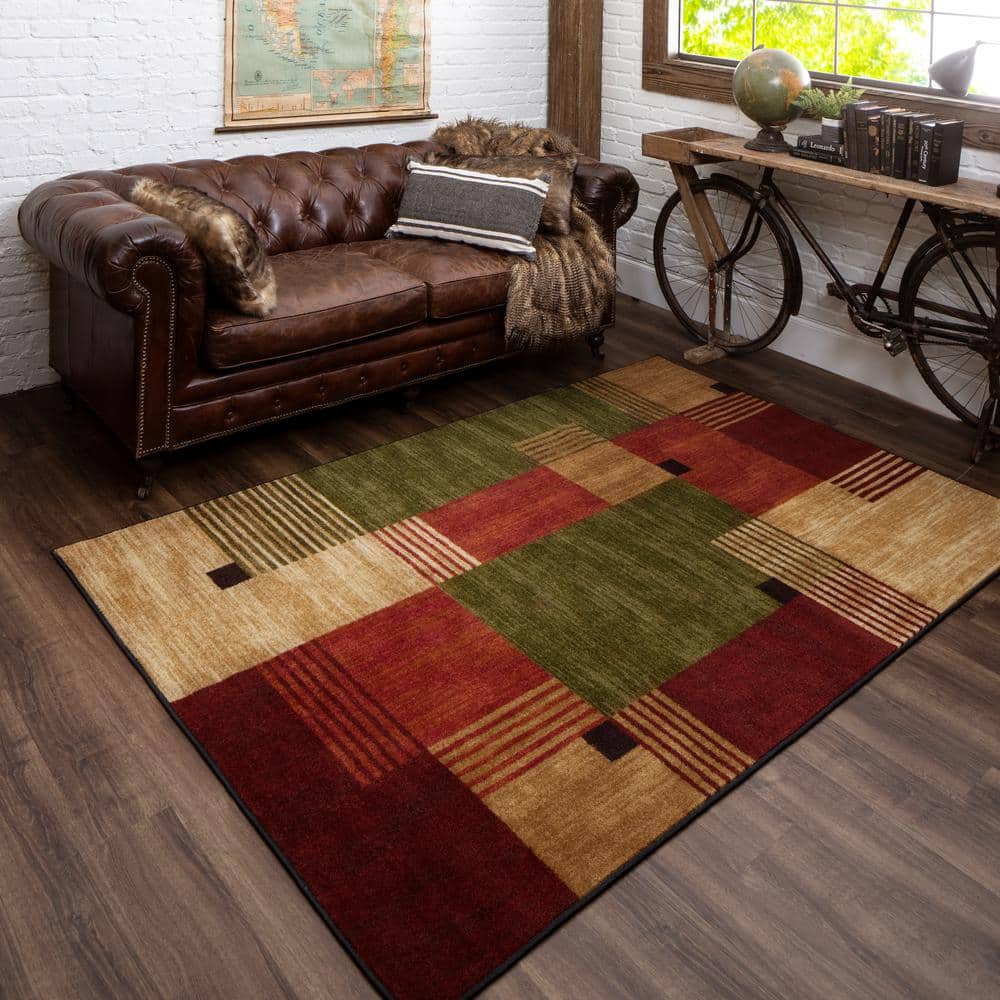 Multicolor Geometric Tufted Synthetic 6' x 9' Area Rug
