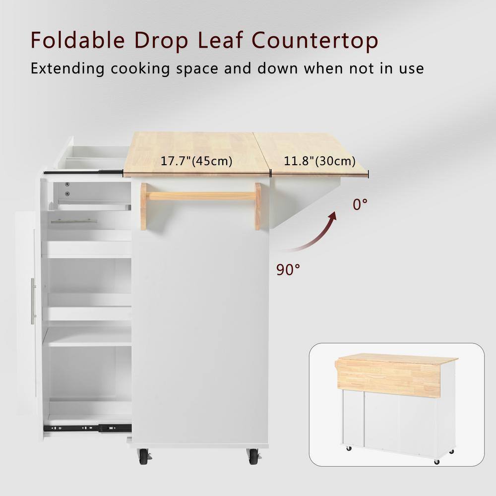 Black MDF Kitchen Cart with Drop Leaf, Wheels, Pull Out Cabinet Organizer, Internal Storage Rack, Towel Rack,-Drawers - thumbnail 4