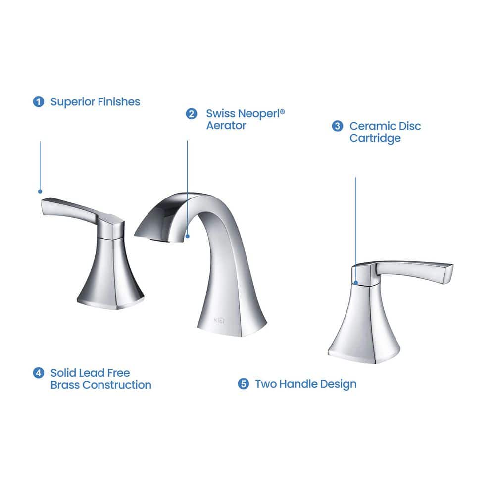Abbie Polished Chrome 2-Handle Widespread Bathroom Faucet