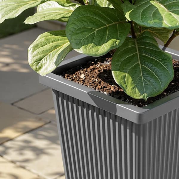 TUYOHW Extra Tall Plastic Planters-Gray Indoor and Outdoor Square