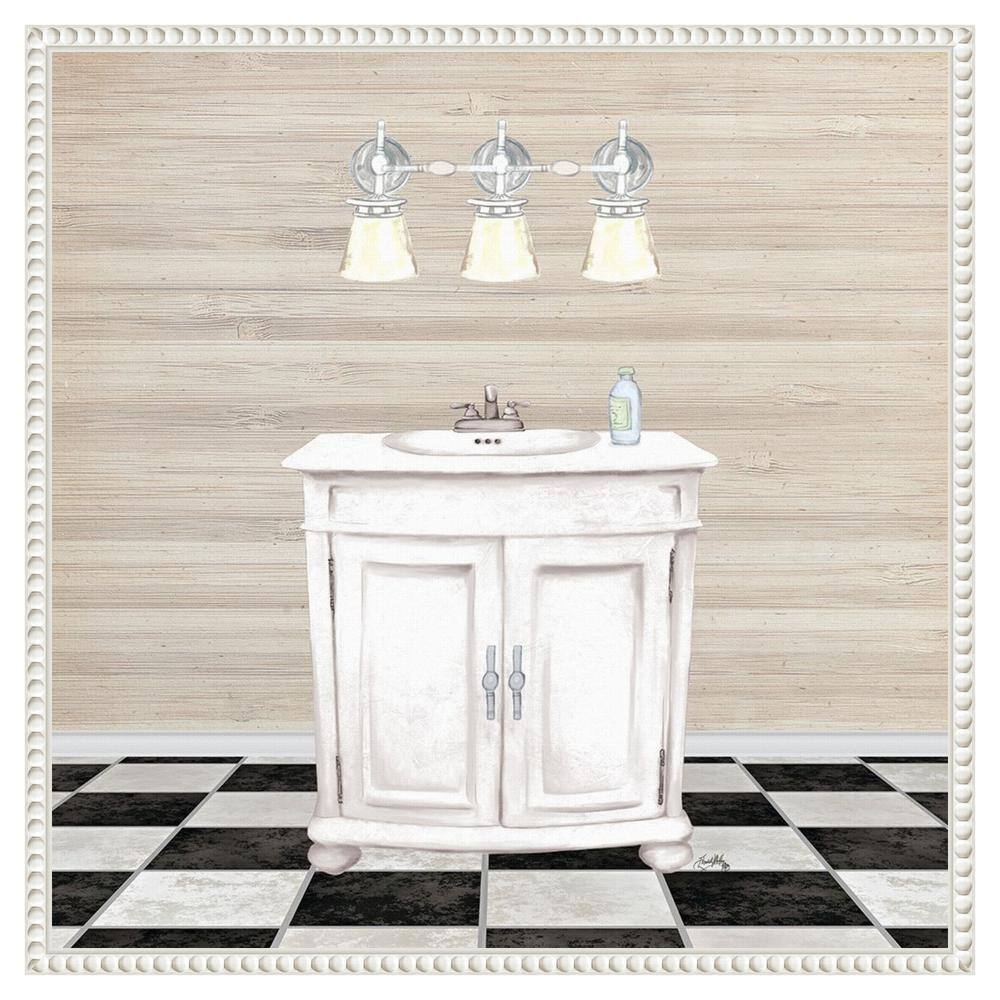 Elizabeth Medley White Canvas Bathroom Quote Art with Floater Frame
