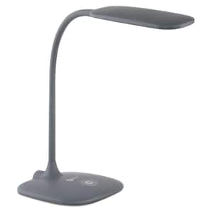12 in. Gray Soft Touch LED Desk Lamp with Integrated LED
