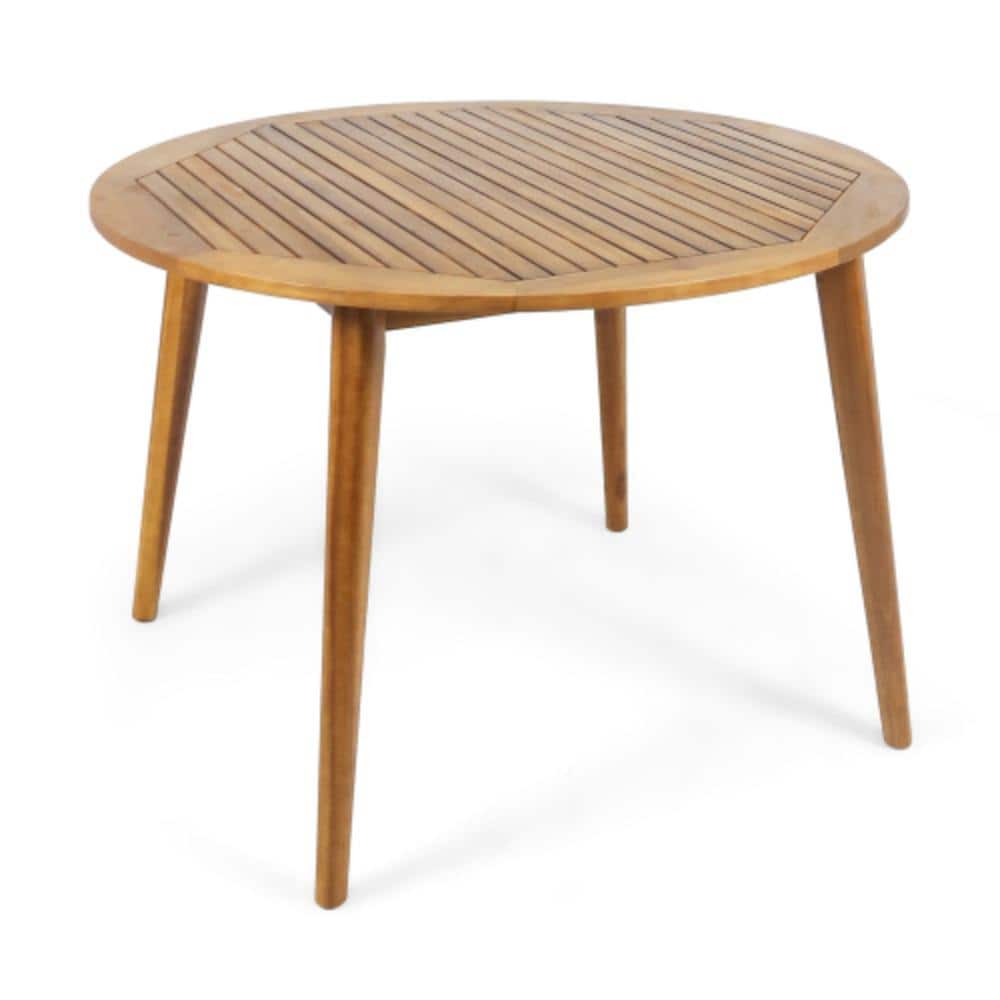 47.25 in. Round Modern Weather-Resistant Slatted Acacia Wood Dining Table with Teak Finish for Outdoor price history on PriceWatchPro