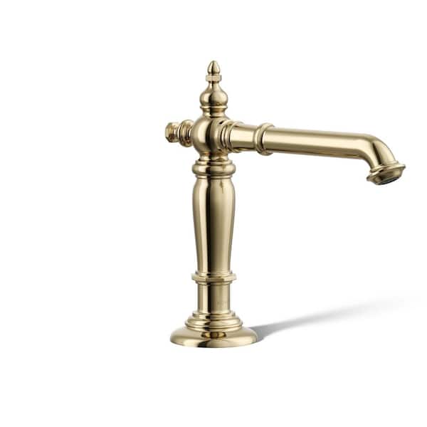 Artifacts With Column Design Widespread Bathroom Sink Spout, Vibrant French Gold